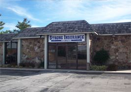 The Strong Insurance fieldstone office on Elmore Road in Crossville, Tennessee